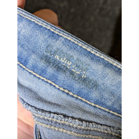 Straight Leg Light Wash Cropped Jeans Size 3 26 Distressed Grunge Raw Hem - Picture 9 of 9